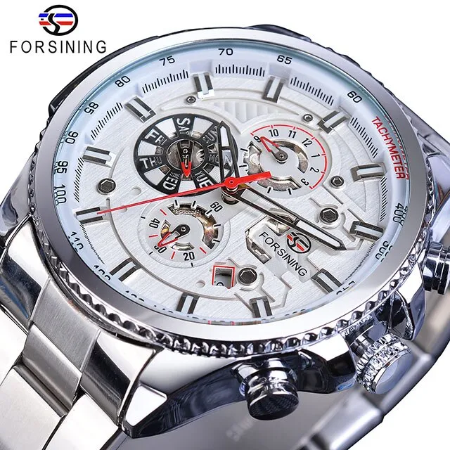 Forsining Three Dial Calendar Men Mechanical Automatic Wrist Watches Top Brand Luxury Military Sport Male Clock