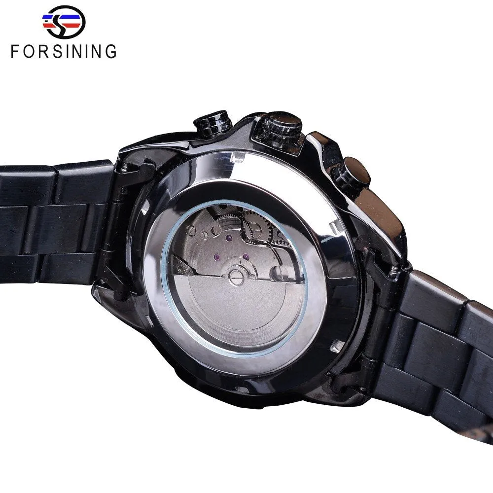 Forsining Three Dial Calendar Men Mechanical Automatic Wrist Watches Top Brand Luxury Military Sport Male Clock