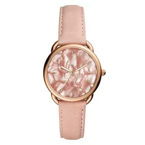 Fossil Tailor Womens Blush Leather Band Pink Quartz Dial Watch - ES4419