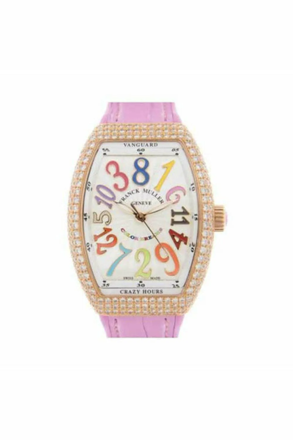 franck muller vanguard color of dreams crazy hours 32mm 18k rose gold ladies watch