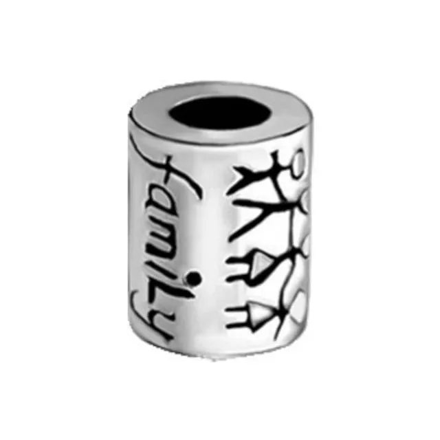 Free Shipping 1Pc Silver Bead Charm European Charms Beads Long Tube Family Charm Fit For Pandora Bracelet