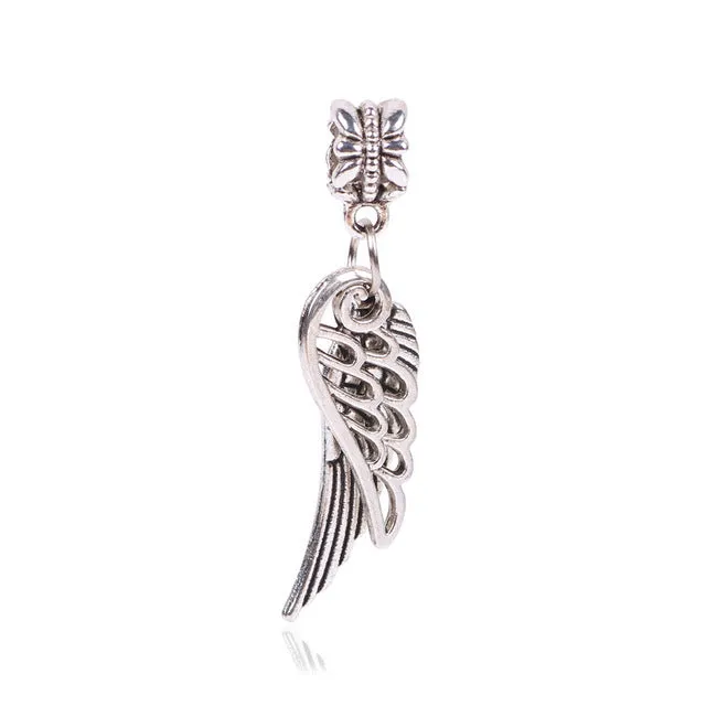 Free Shipping 1Pcs Silver Bead Charm European Silver with Angel wings Charm Pendant Bead Fit Pandora Bracelet
