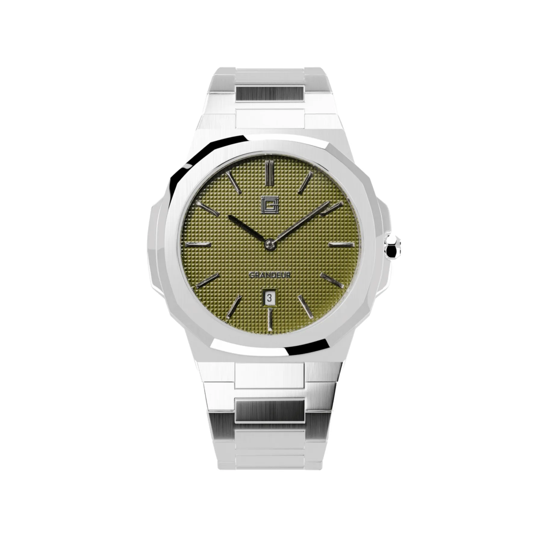 Grandeur Ultra Thin Stain Steel Green 40 MM Quartz Men