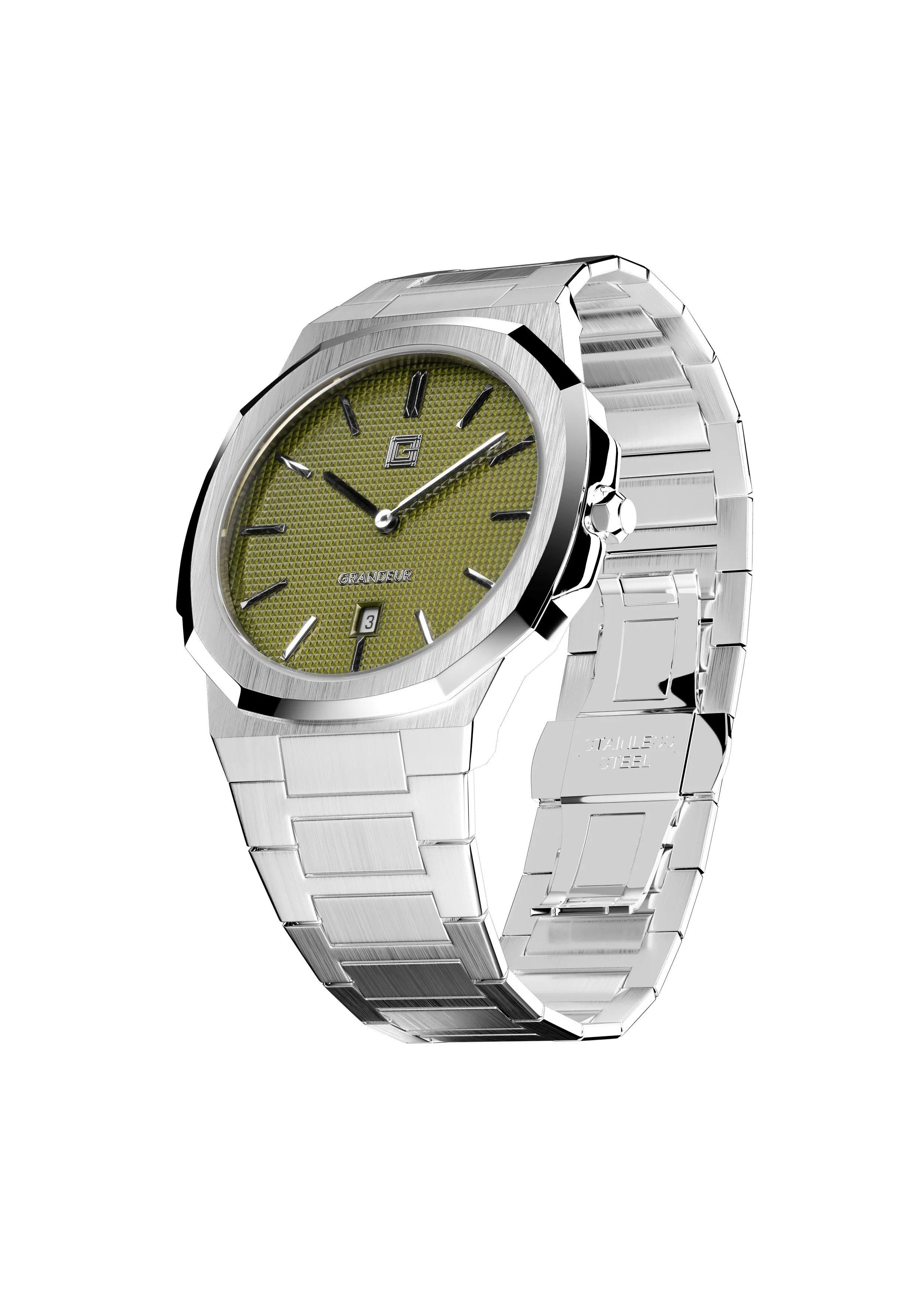 Grandeur Ultra Thin Stain Steel Green 40 MM Quartz Men