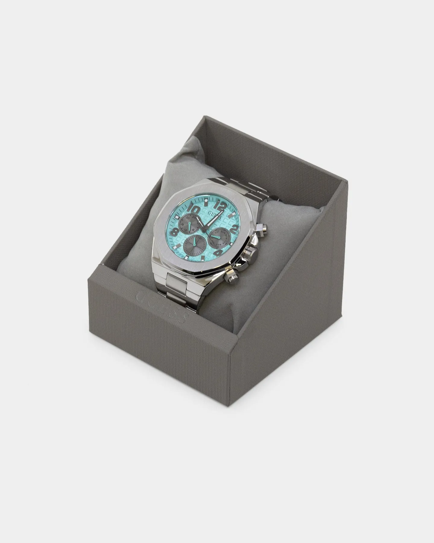 Guess Mainline Empire Watch Silver/Aqua Blue
