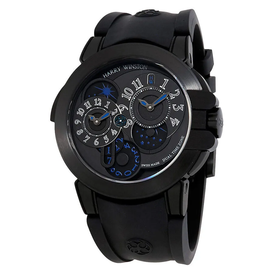 Harry Winston Ocean Dual Time Automatic Black Opalien Dial Men's Watch OCEATZ44ZZ007