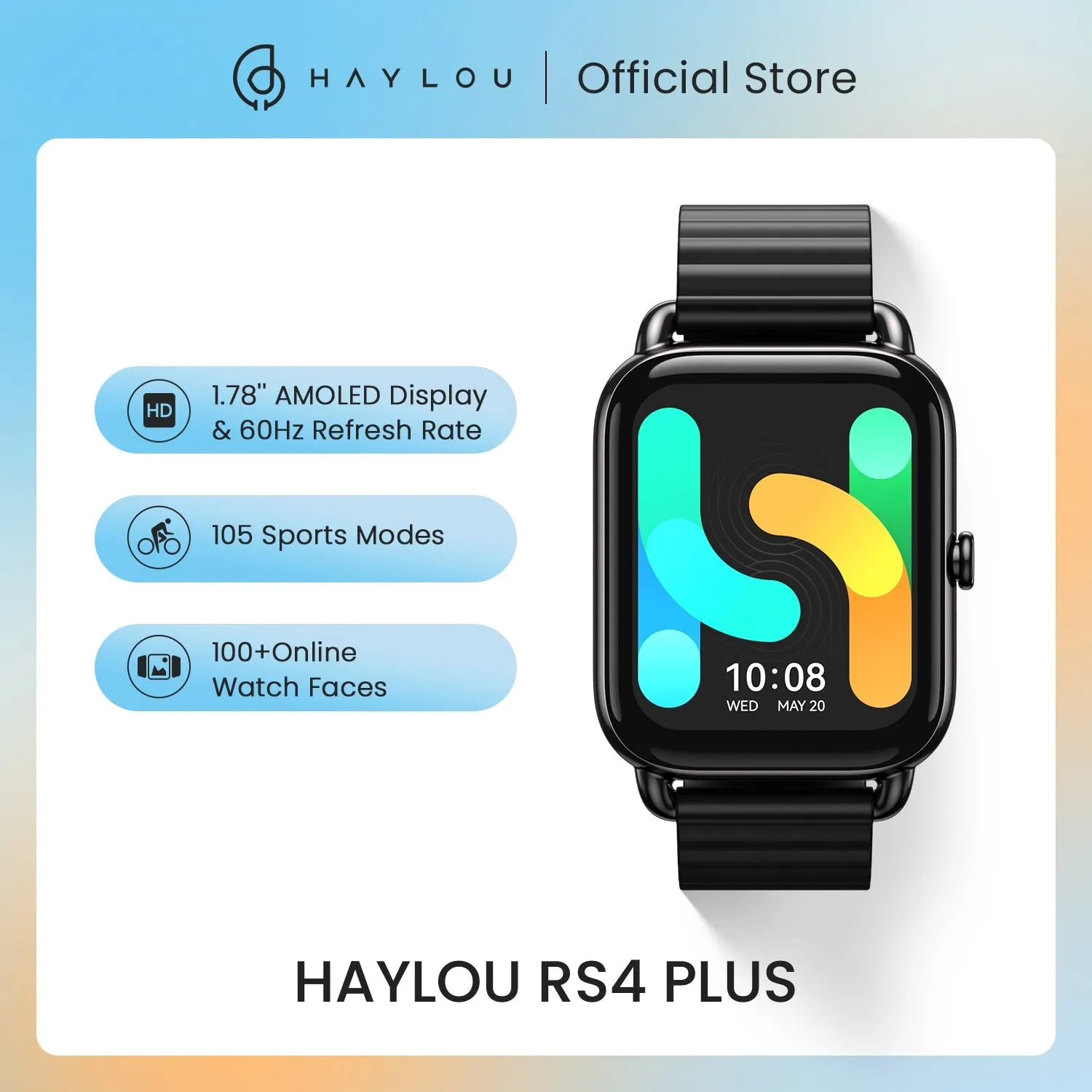 HAYLOU RS4 Plus Smartwatch 1.78&#39;&#39; AMOLED Display 105 Sports Modes 10-day Battery Life Smart Watch  for Men Smart Watch for Women
