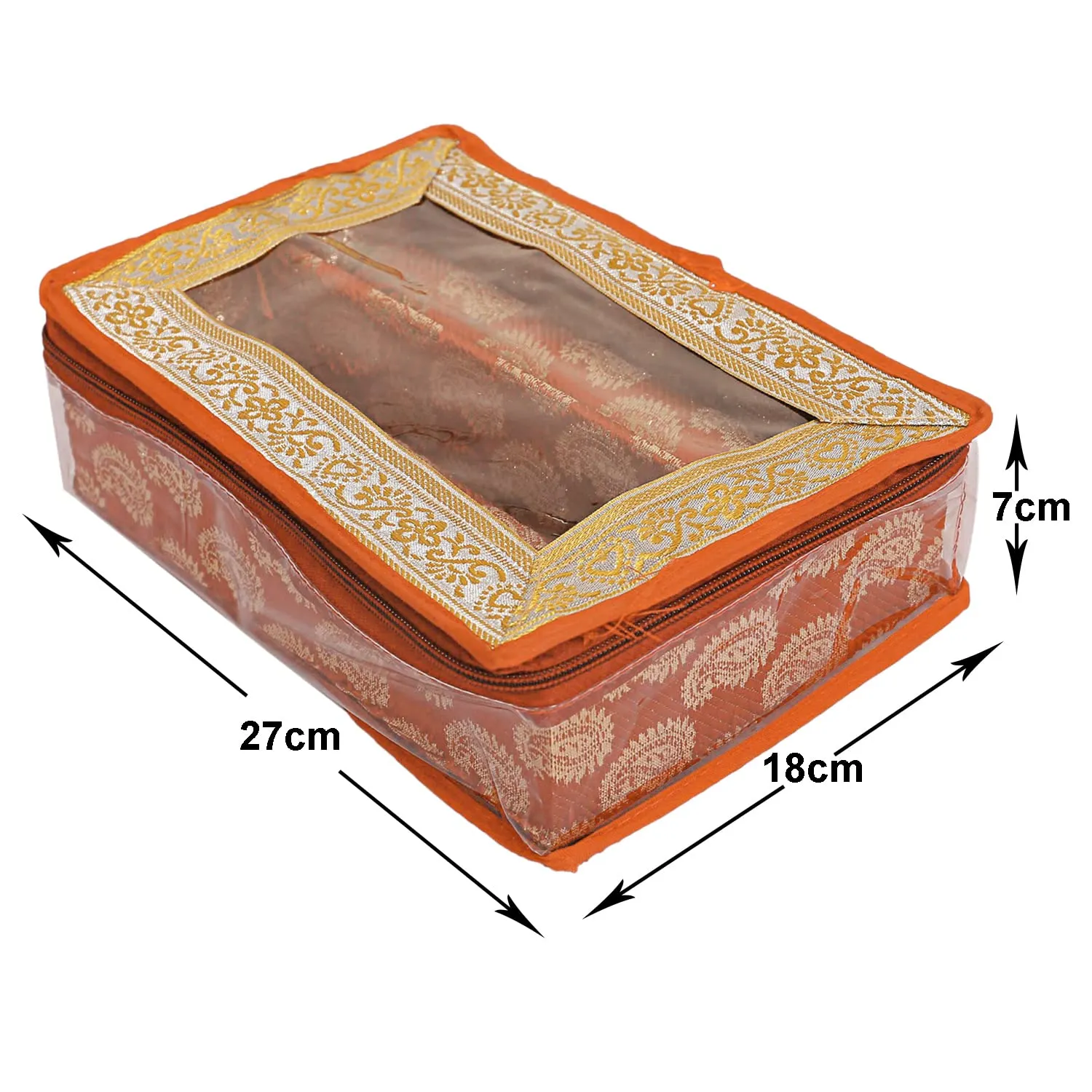 Heart Home Multipurpose Carry Design Laminated 2 Rod Bangle Box/Organizer/Case With Tranasparent Top (Orange)-47HH05