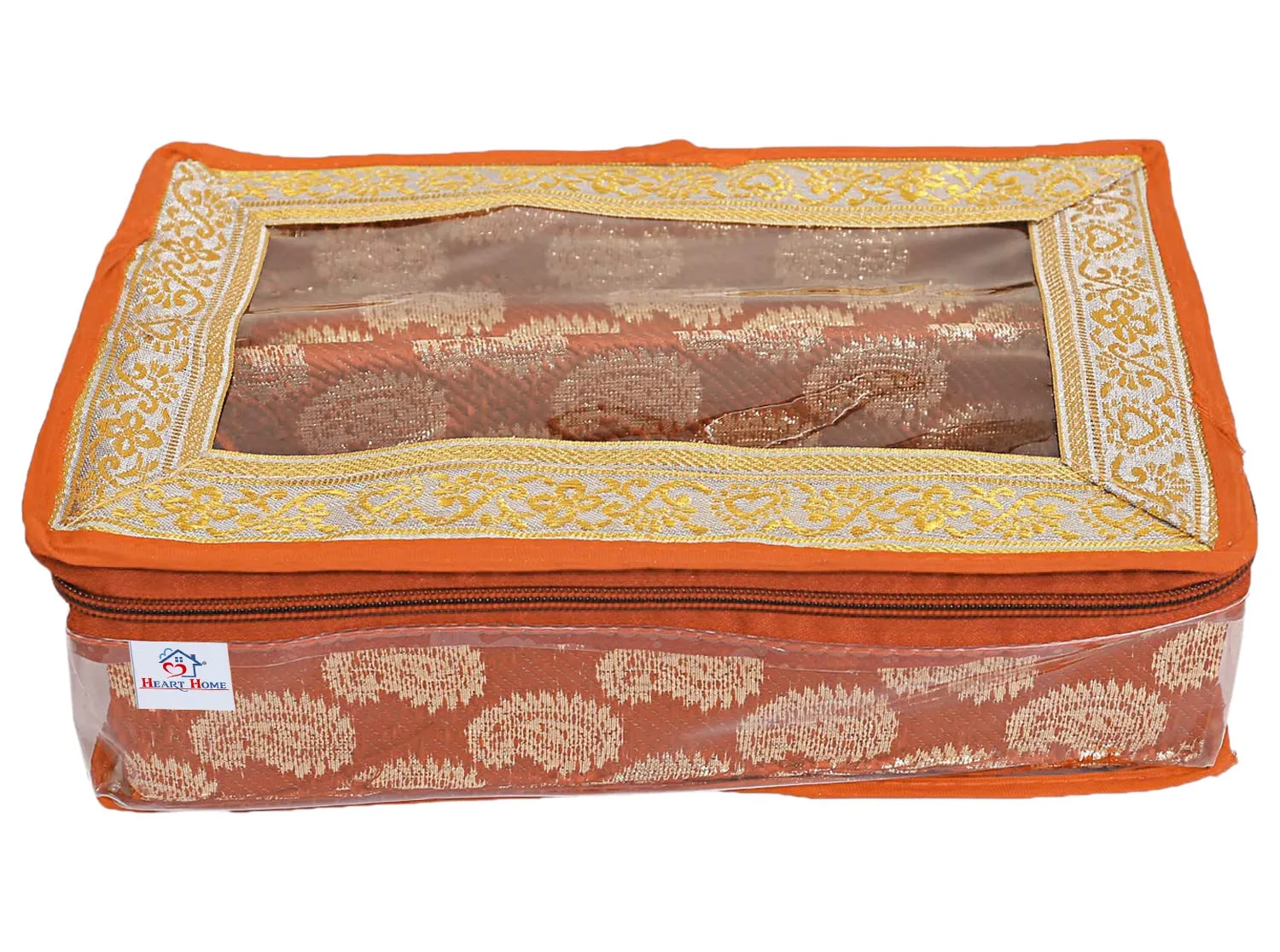 Heart Home Multipurpose Carry Design Laminated 2 Rod Bangle Box/Organizer/Case With Tranasparent Top (Orange)-47HH05