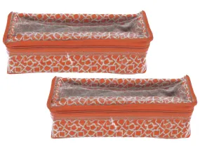 Heart Home Multipurpose Multi Saqare Design Laminated 1 Rod Bangle Box/Organizer/Case With Tranasparent Top - Pack of 2 (Orange)-47HH0315