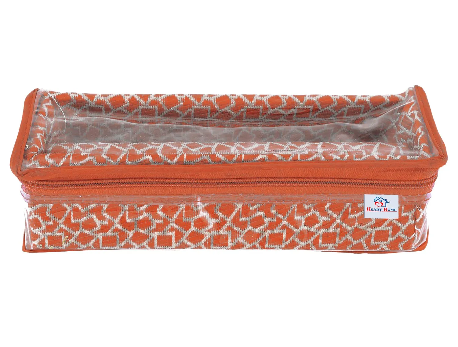 Heart Home Multipurpose Multi Saqare Design Laminated 1 Rod Bangle Box/Organizer/Case With Tranasparent Top - Pack of 2 (Orange)-47HH0315