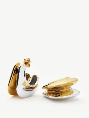 Hera dome double ridge medium hoop earrings