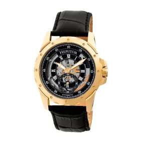 Heritor Automatic Armstrong Skeleton Leather-Band Watch - Gold/Black
