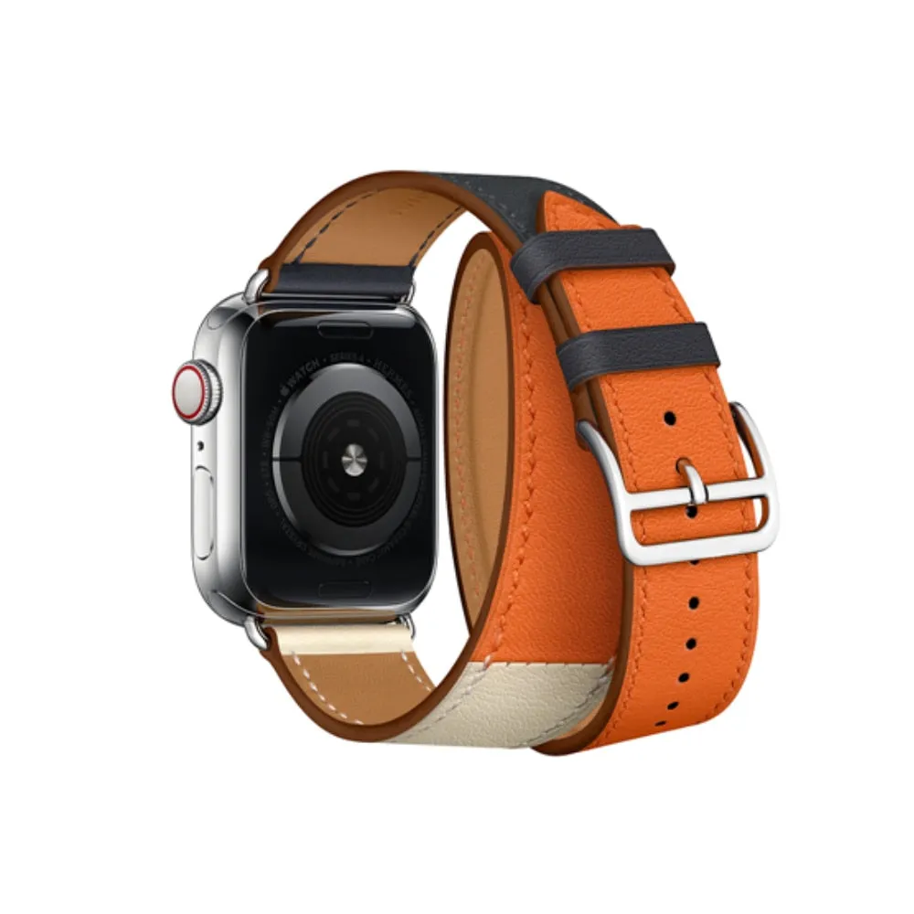 High Quality Leather Double Tour Strap For Smart Watch