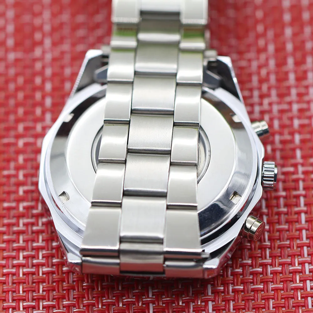 Hollow Skeleton Dial Automatic Mechanical Stainless Steel Band Wrist Watch
