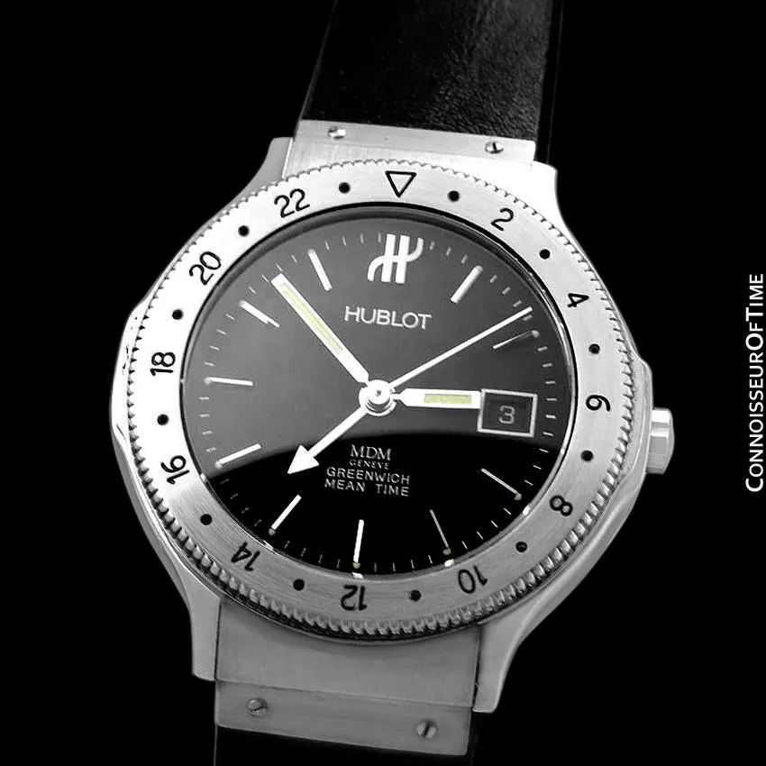 Hublot MDM Midsize Mens Automatic GMT Watch - Stainless Steel