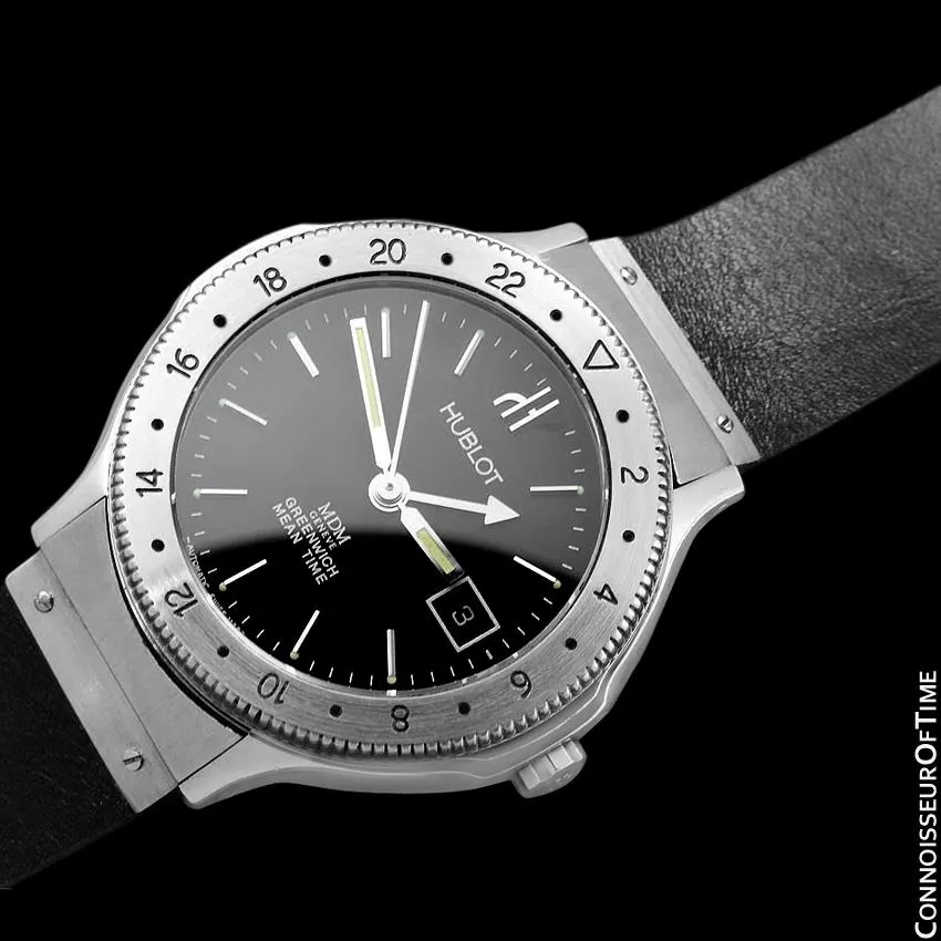 Hublot MDM Midsize Mens Automatic GMT Watch - Stainless Steel