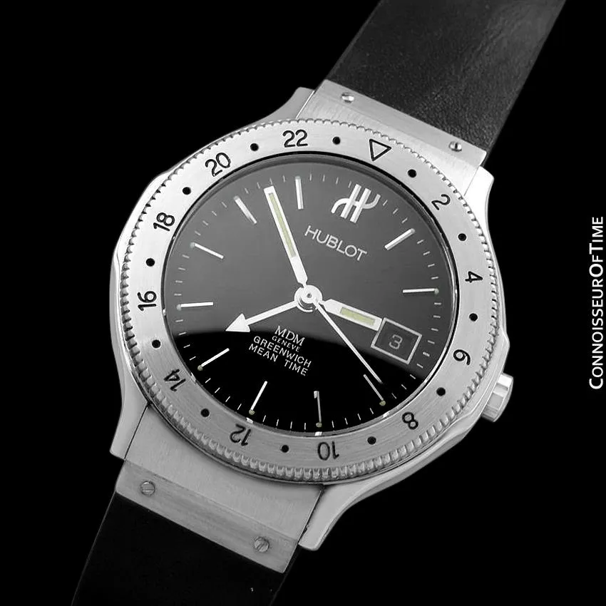Hublot MDM Midsize Mens Automatic GMT Watch - Stainless Steel