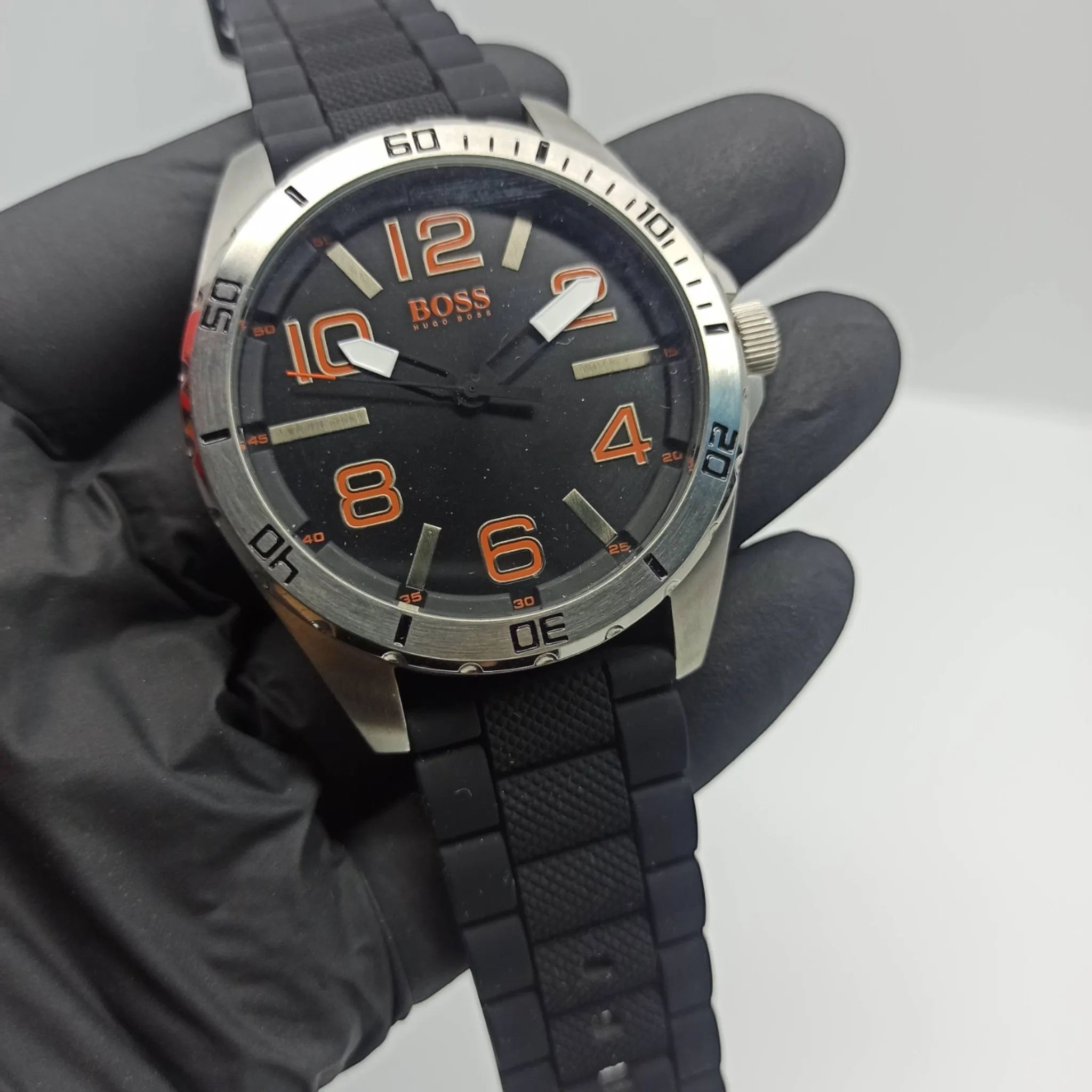 Hugo Boss - Original - Quartz - Silver/Orange - Silicone Strap - 48mm - Men's Watch