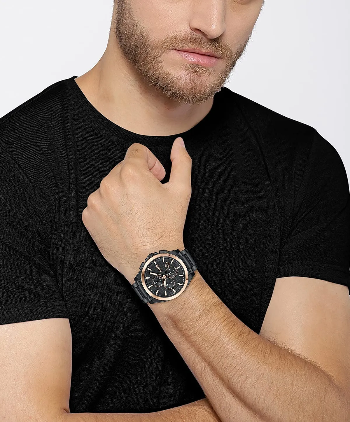 Hugo Boss Stainless Steel Grandmaster Analog Black Dial Men's Watch-1513885