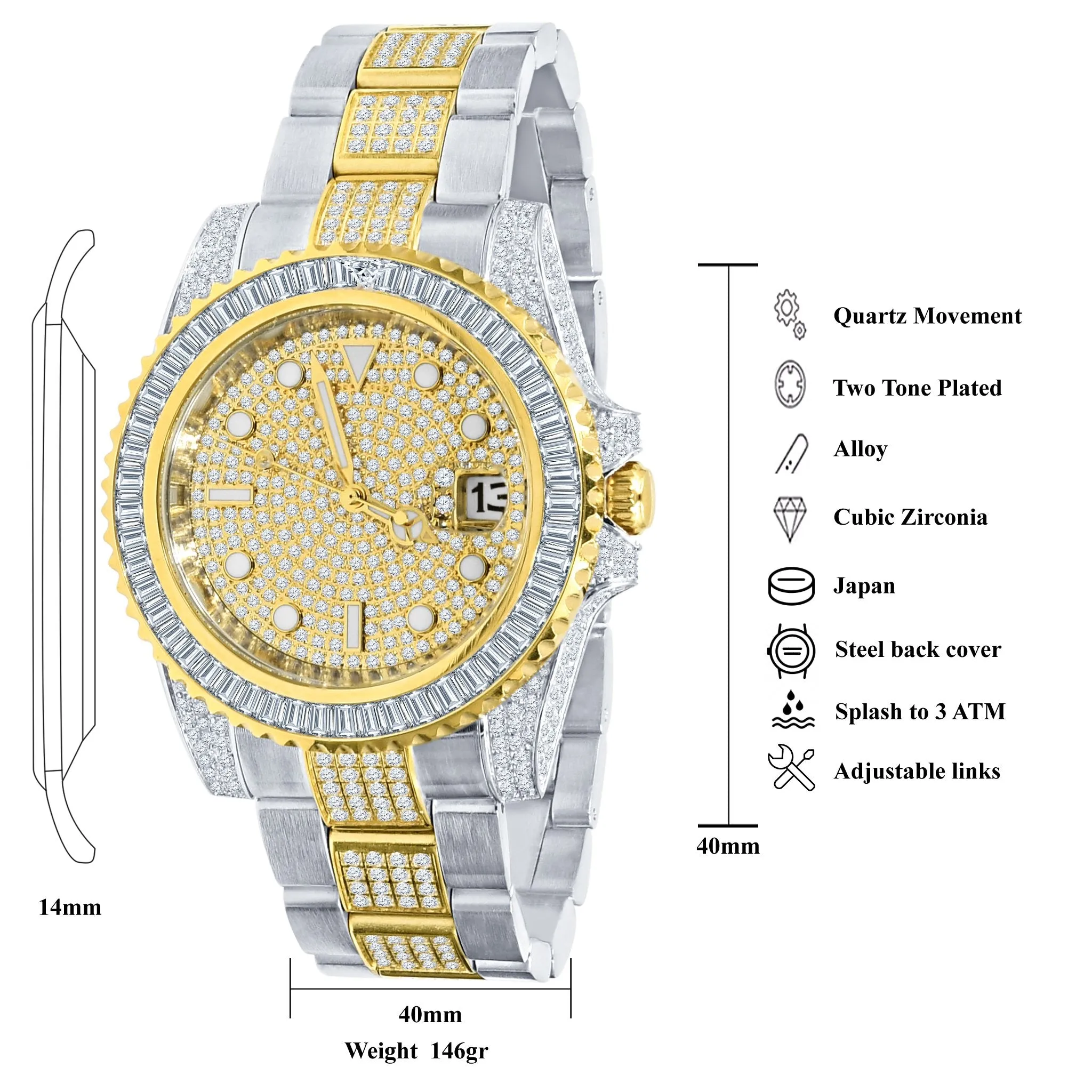 HURRICANE STAINLESS STEEL WATCH WITH GOLD PLATED | 5303842