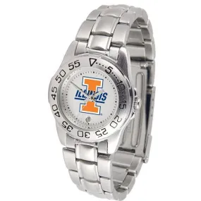 Illinois Fighting Illini Ladies Steel Band Sports Watch