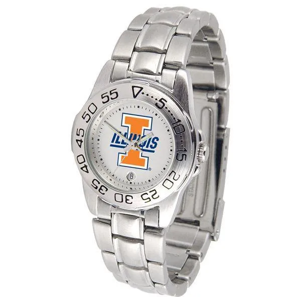 Illinois Fighting Illini Ladies Steel Band Sports Watch