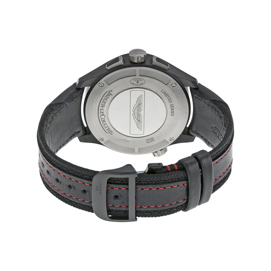 Jaeger LeCoultre Amvox 5 Worldtime Automatic Chronograph Black Dial Black Leather Men's Watch Q193A470