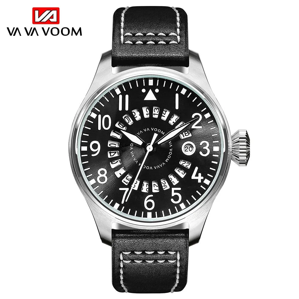 Large Pilot Series Creative Calendar Airplane Sports Military SEAL Fashion Casual Brand Army Brown Leather Wrist Watches For Men