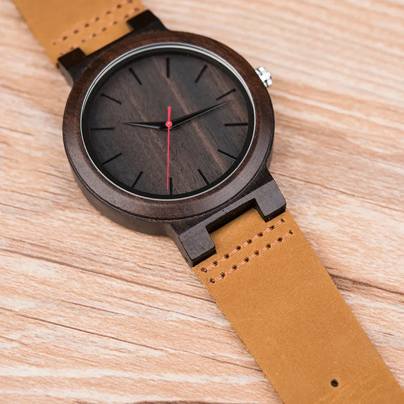 Leather Strap Wooden Watch
