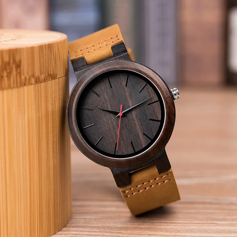 Leather Strap Wooden Watch