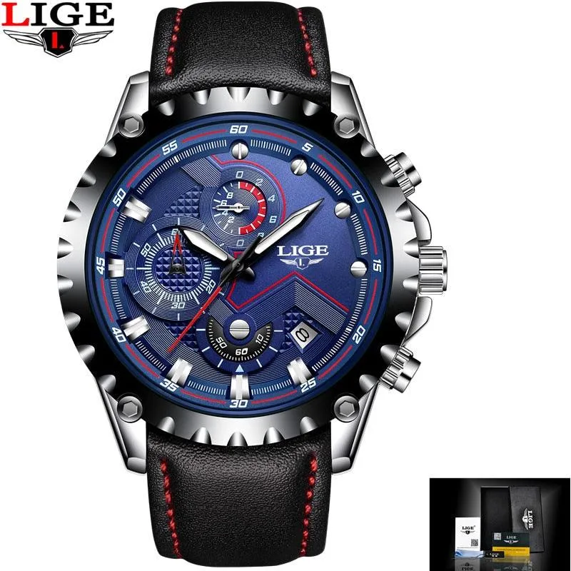 LIGE Brand Men&#39;s Fashion Watches Men Sport Waterproof Quartz Watch Man Full Steel Military Clock Wrist watches Relogio Masculino