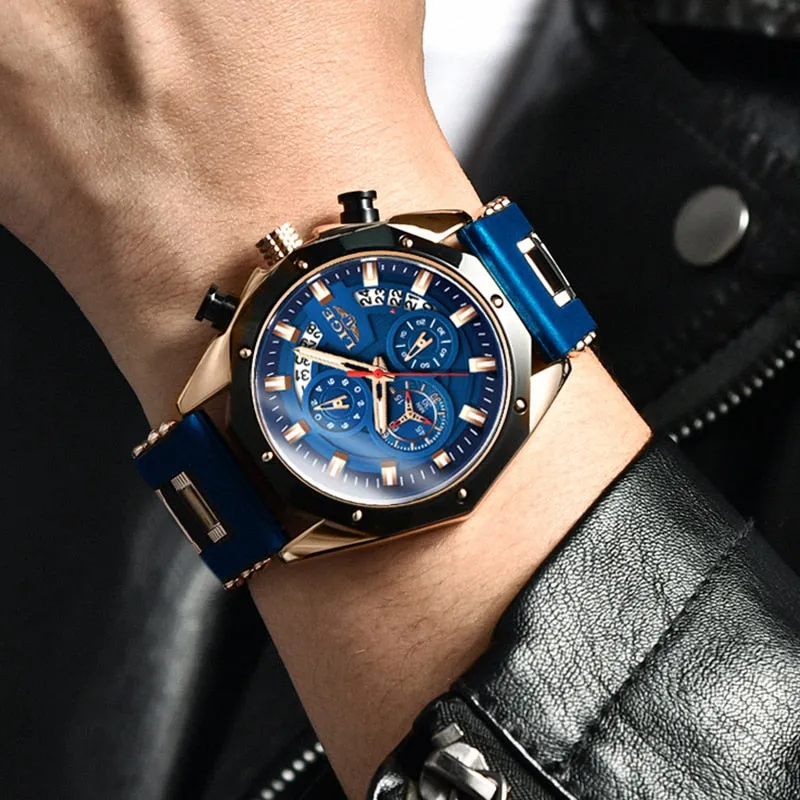 Luxury Silicone Sport Watch Men Quartz Date Clock Waterproof Wristwatch