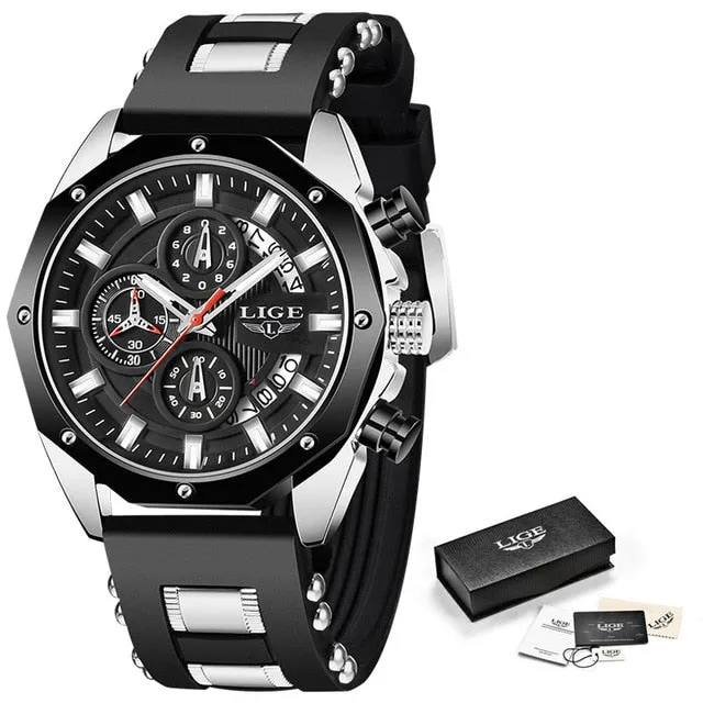 Luxury Silicone Sport Watch Men Quartz Date Clock Waterproof Wristwatch
