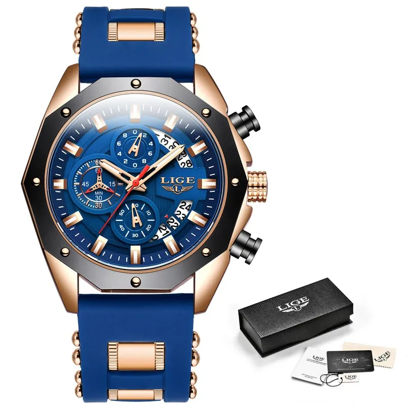 Luxury Silicone Sport Watch Men Quartz Date Clock Waterproof Wristwatch
