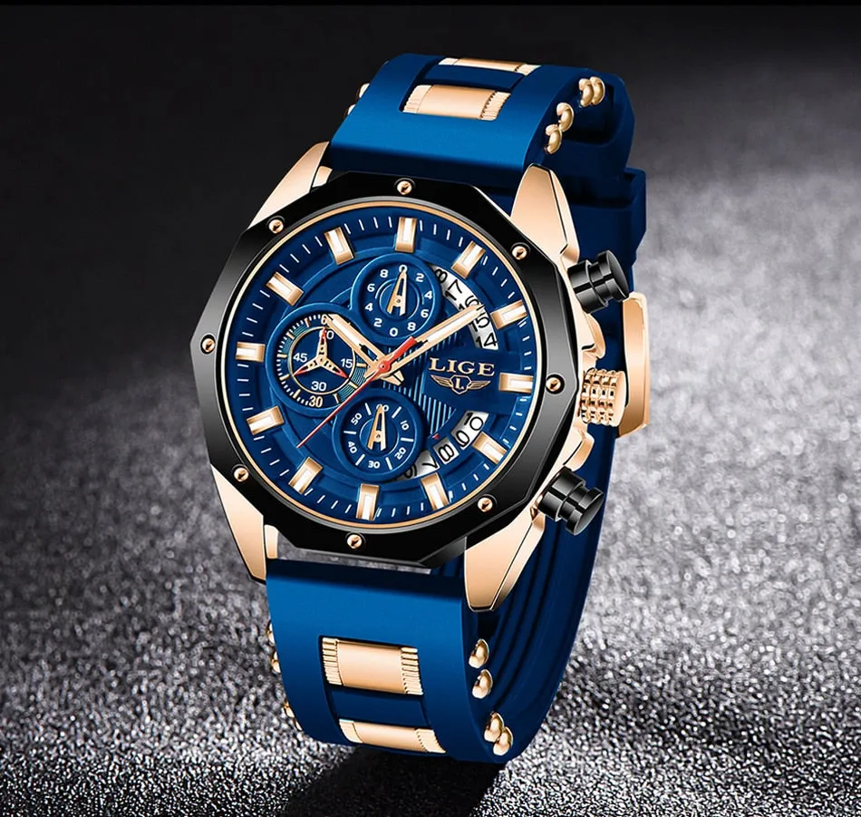 Luxury Silicone Sport Watch Men Quartz Date Clock Waterproof Wristwatch