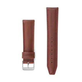 Maroon Stitched Leather Watch Strap - 20mm Width