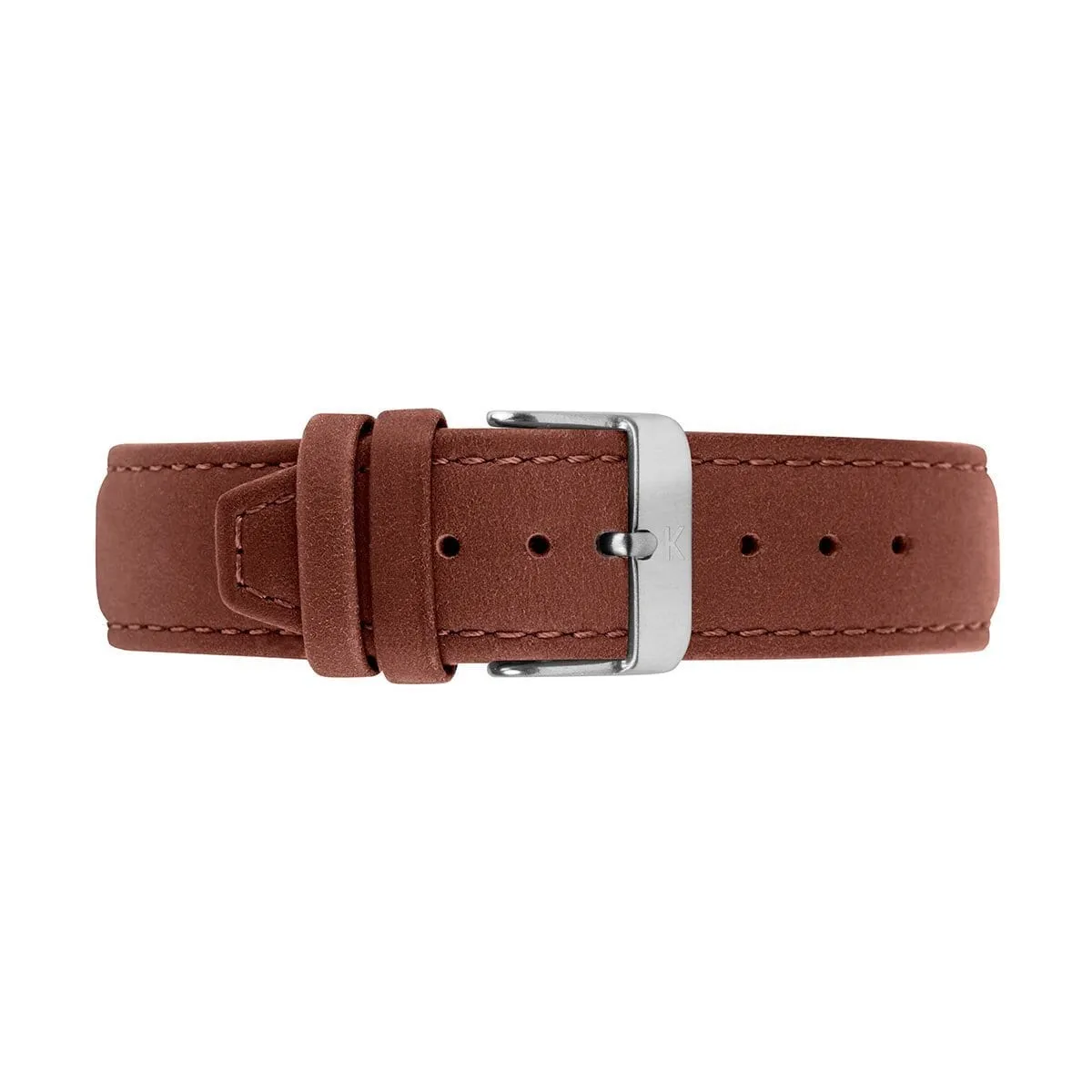 Maroon Stitched Leather Watch Strap - 20mm Width