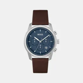 Men Blue Leather Chronograph Watch 1514002