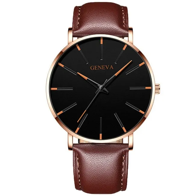 Men&#39;s Fashion Minimalist Ultra Thin Watches for Men Simple Business Stainless Steel Mesh Belt Quartz Watch relogio masculino