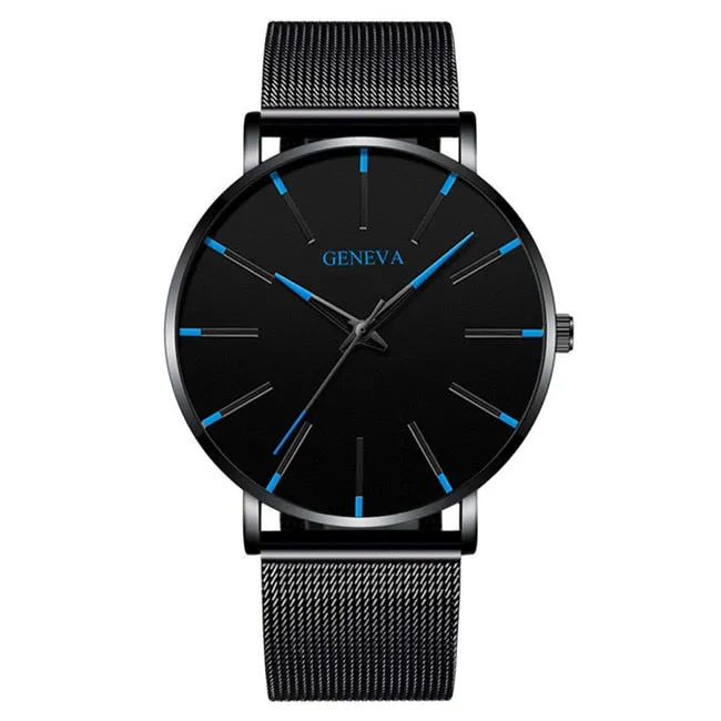 Men&#39;s Fashion Minimalist Ultra Thin Watches for Men Simple Business Stainless Steel Mesh Belt Quartz Watch relogio masculino