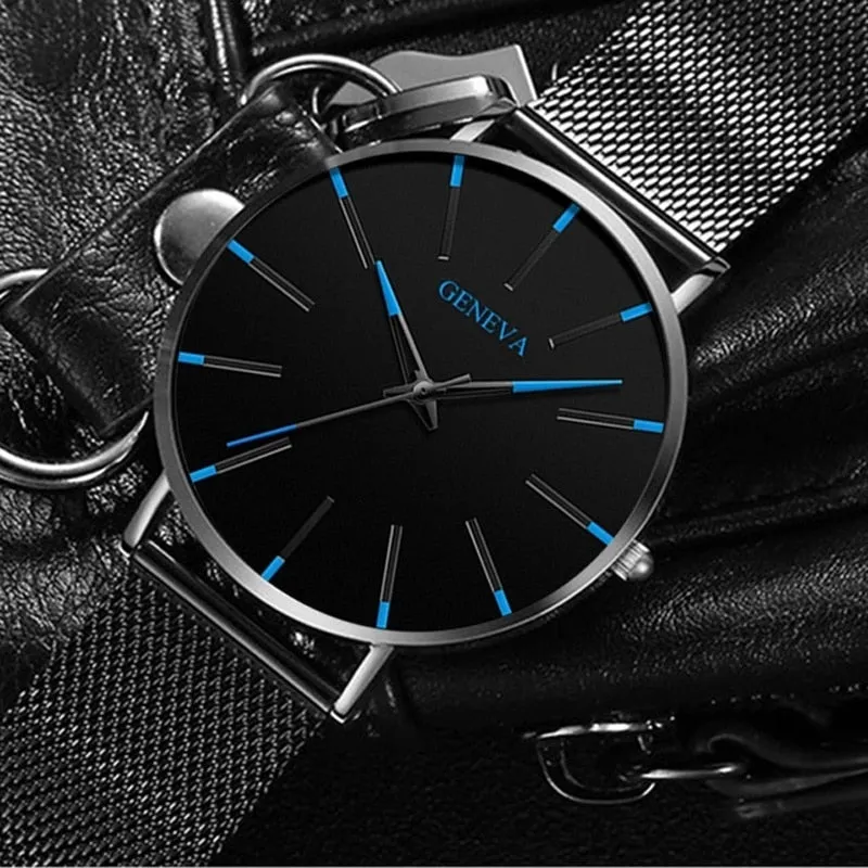 Men&#39;s Fashion Minimalist Ultra Thin Watches for Men Simple Business Stainless Steel Mesh Belt Quartz Watch relogio masculino