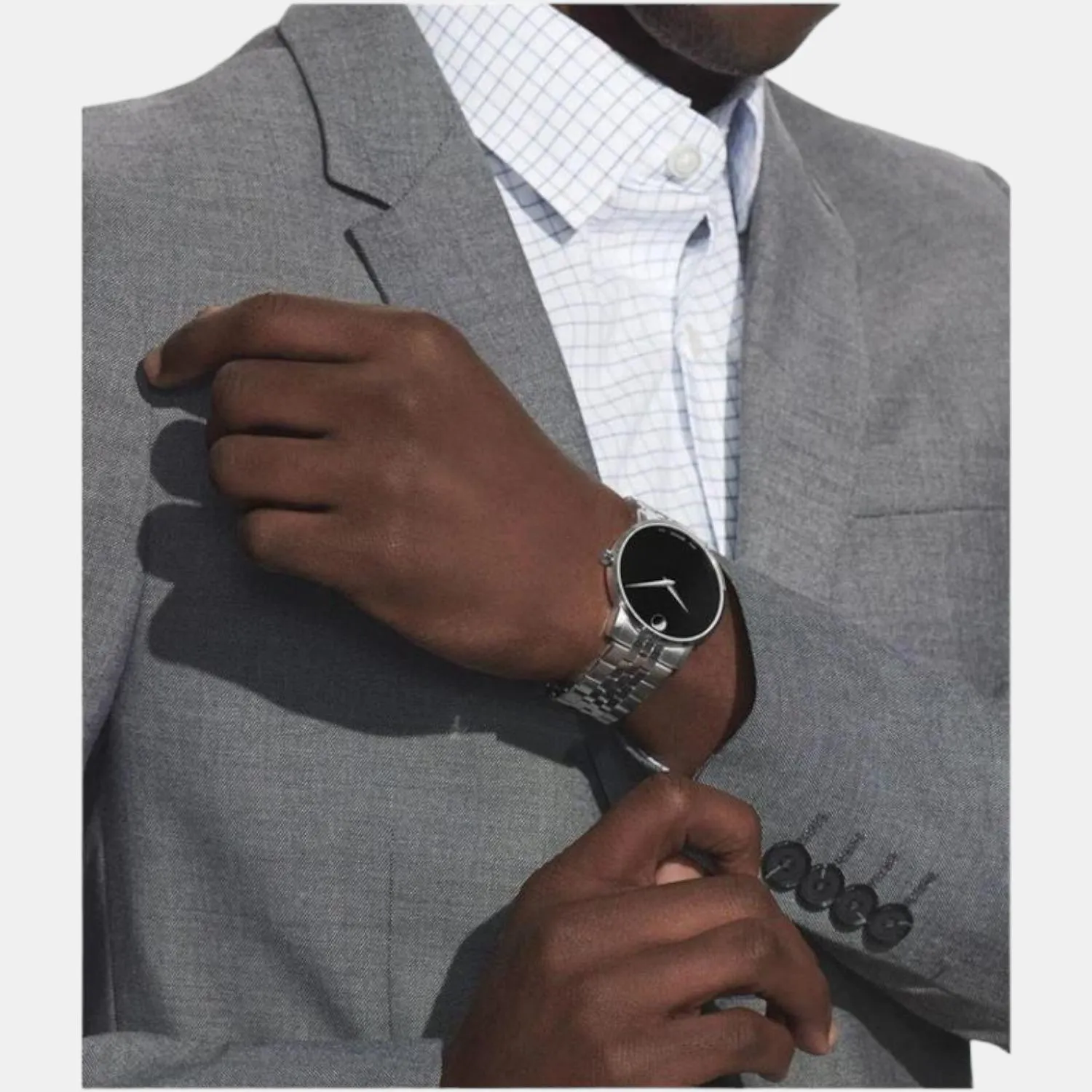 Men's Black Analog Stainless Steel Watch 607201