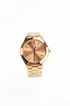 MK3197 Slim Runway Mono Rose Gold-Toned Stainless Steel Watch