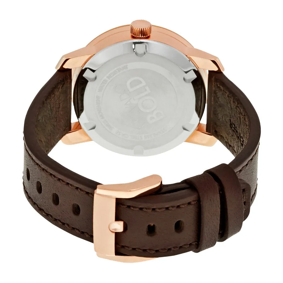 Movado Bold Rose Dial Brown Leather Ladies Watch 3600380