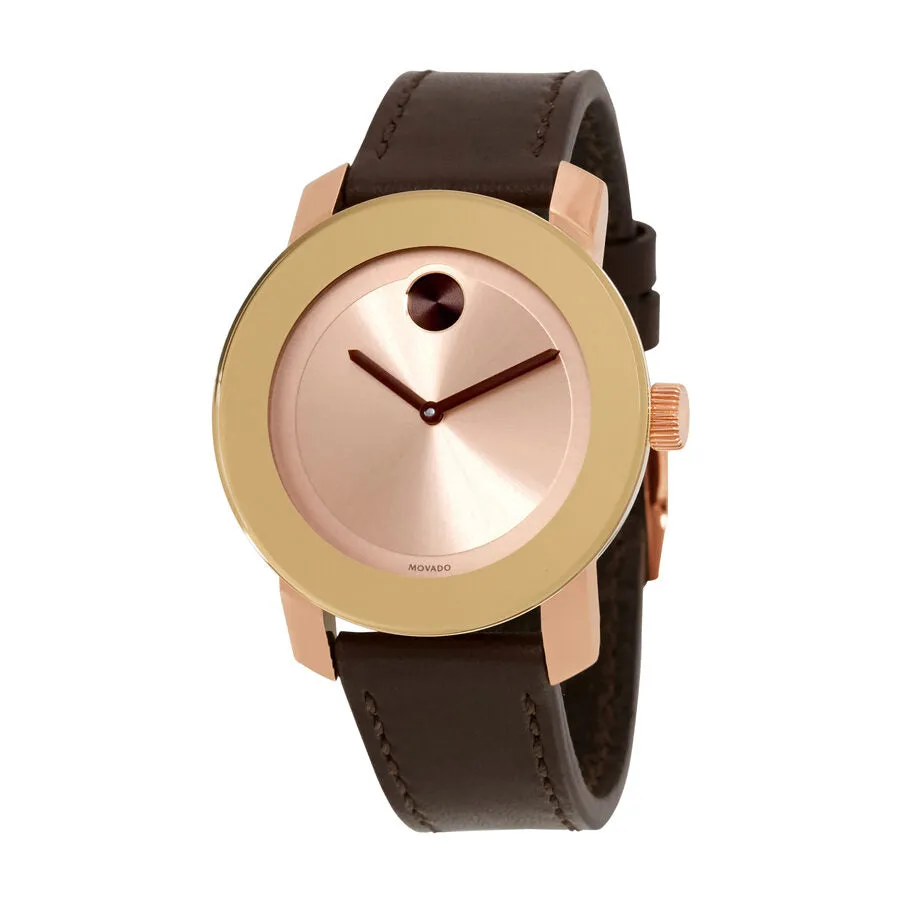 Movado Bold Rose Dial Brown Leather Ladies Watch 3600380