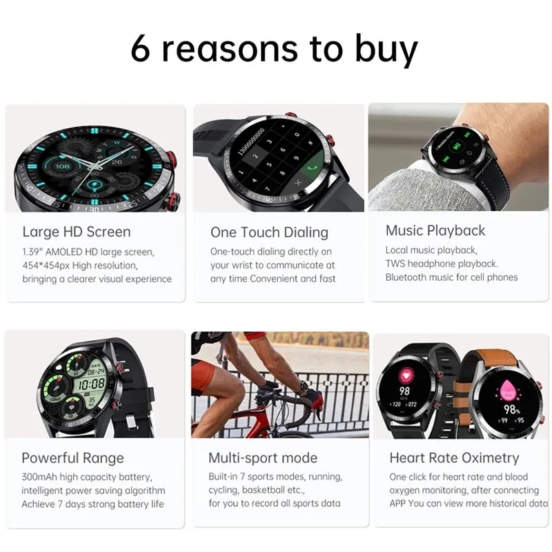 New 454*454 Screen Smart Watch Always Display The Time Bluetooth Call Local Music Smartwatch For Men's Huawei Xiaomi Phone