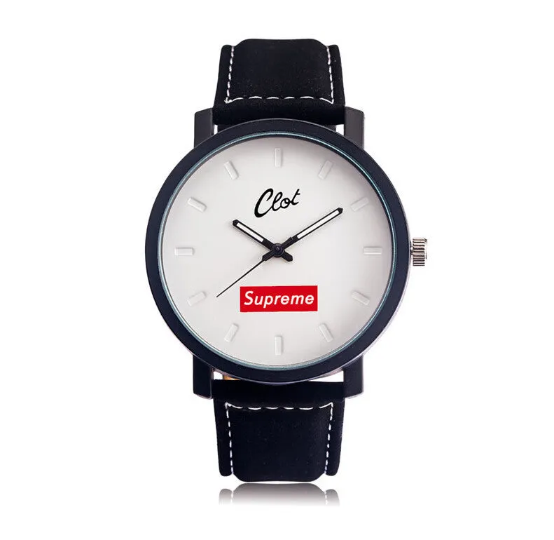 New Brand Watch Sports Watches Men Quartz Male Clock Black Leather Men'S Wristwatch Women Dress Watch Supreme