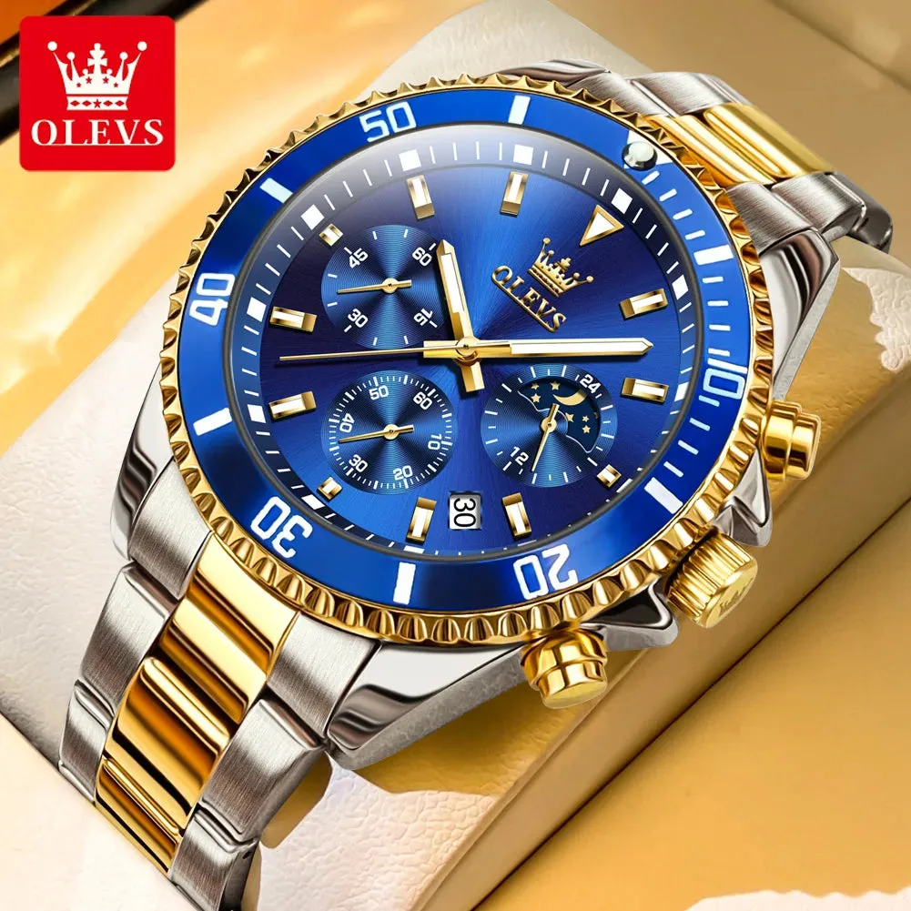 OLEVS Golden Stainless Steel Men's Watch