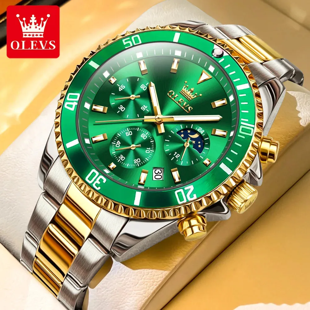 OLEVS Golden Stainless Steel Men's Watch
